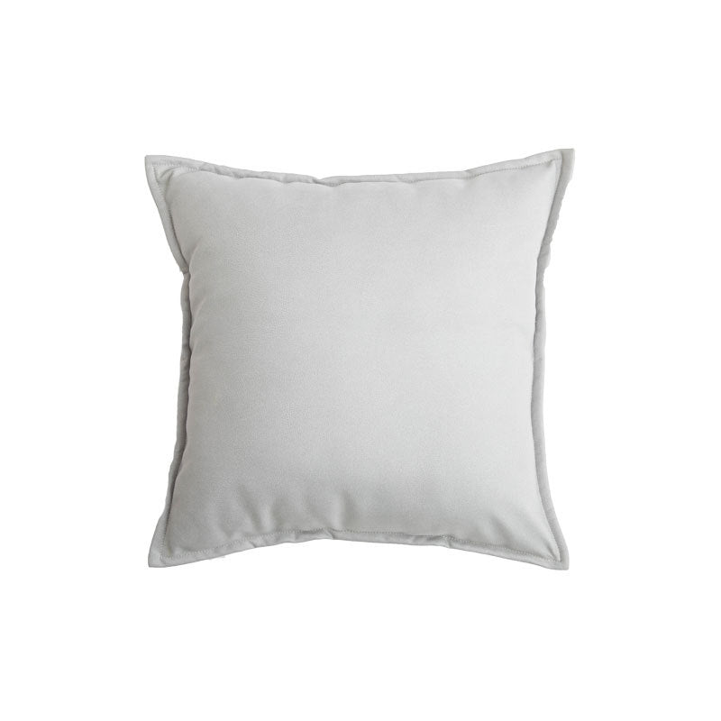 Square Piped-Edge Velvet-Look Decorative Throw Pillow with Removable Zip Cover and Plush Insert