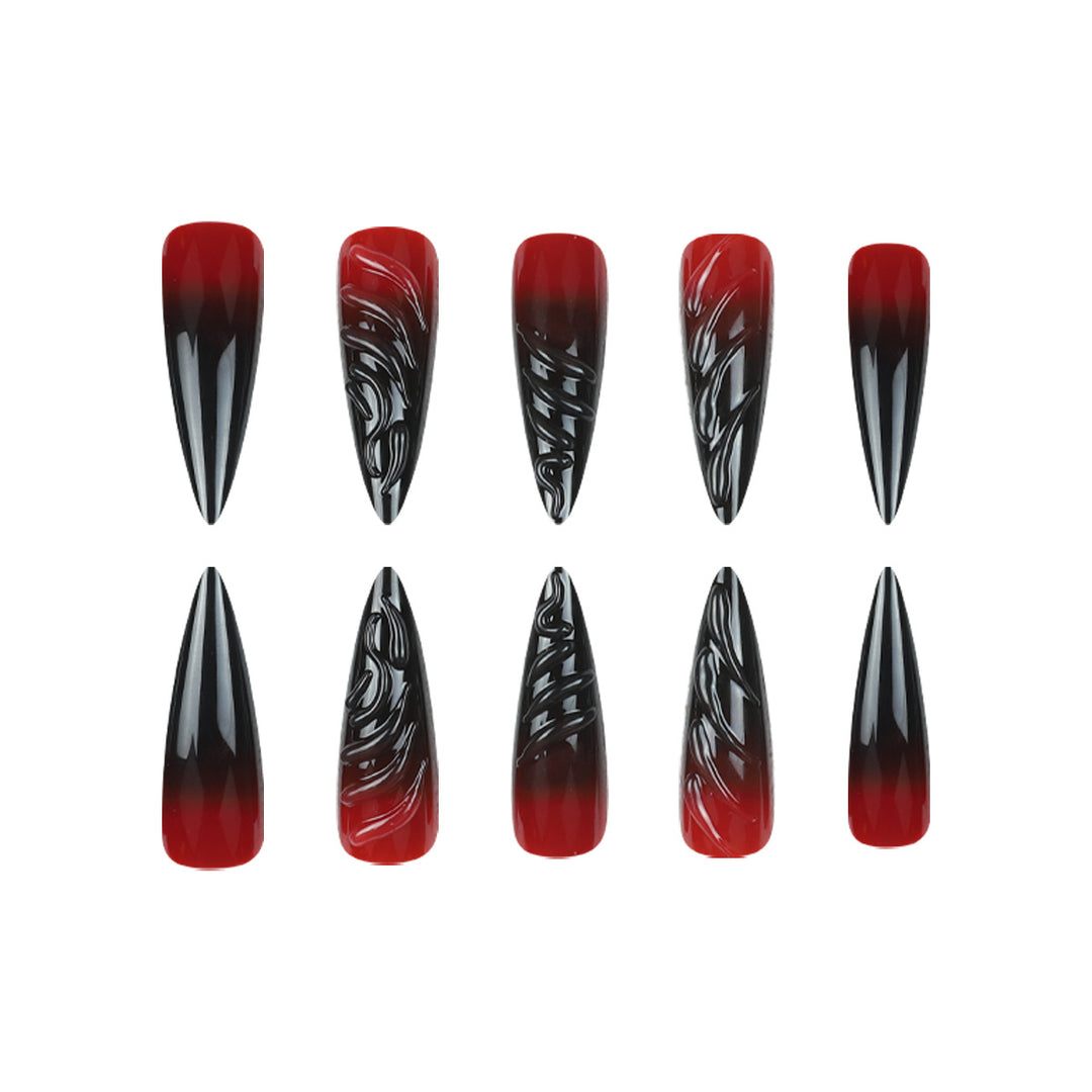 Artistic Stiletto Press-On Nails with Dramatic Ombre Effect Kalsten