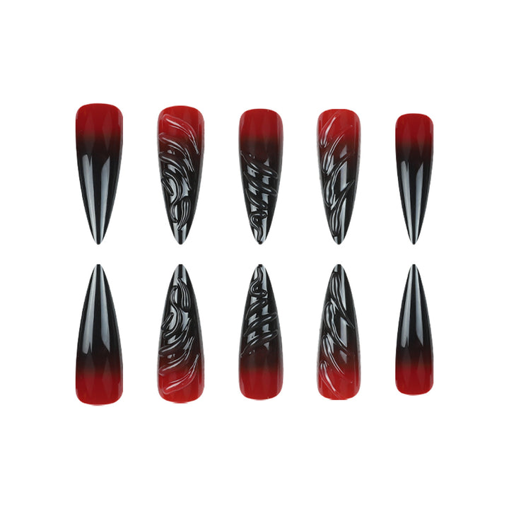Artistic Stiletto Press-On Nails with Dramatic Ombre Effect Kalsten