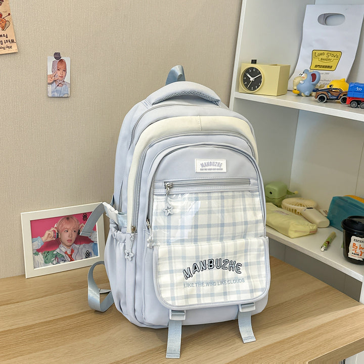 Trendy Spacious Backpack with Transparent Pocket Kalsten