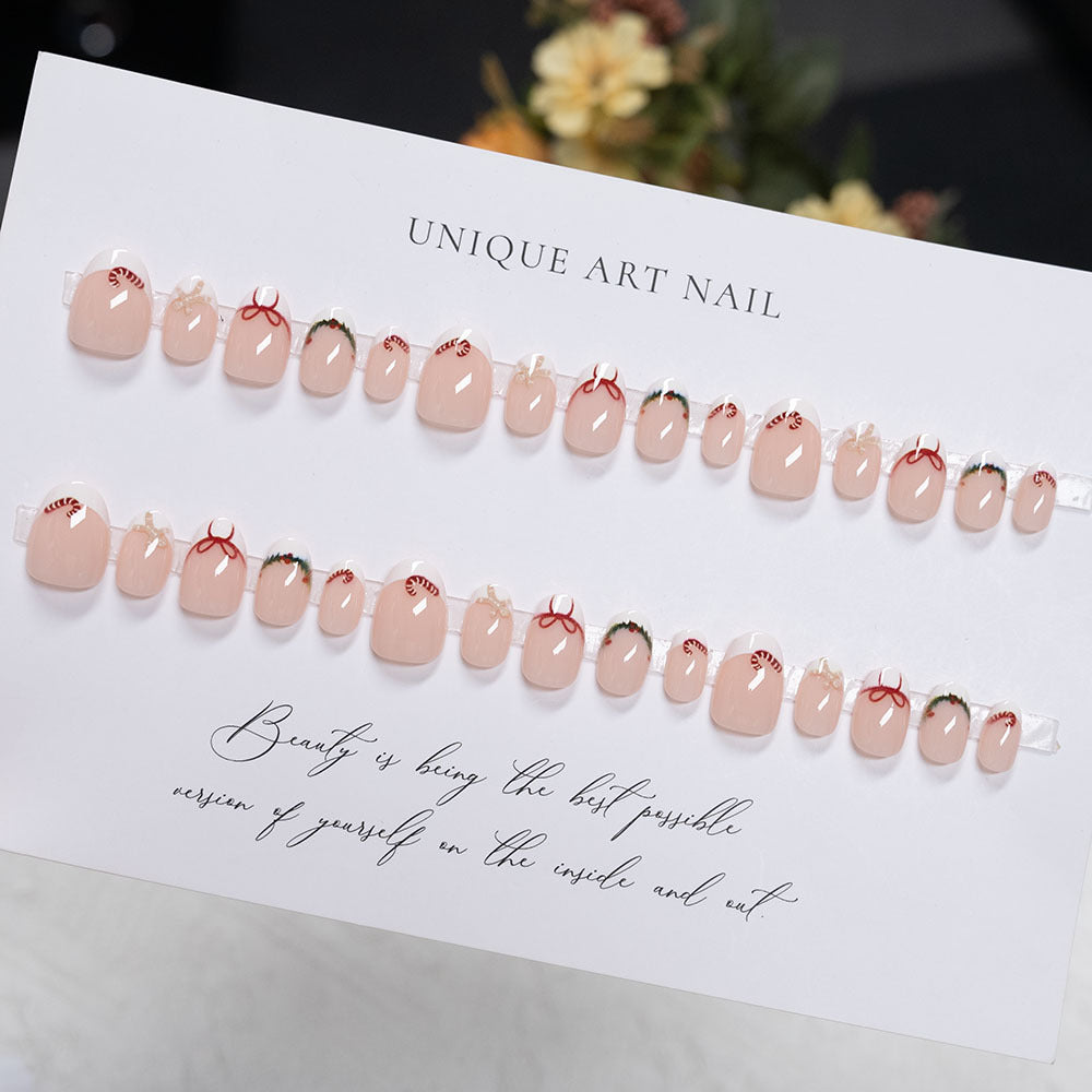 Holiday Themed Press-On Nail Art