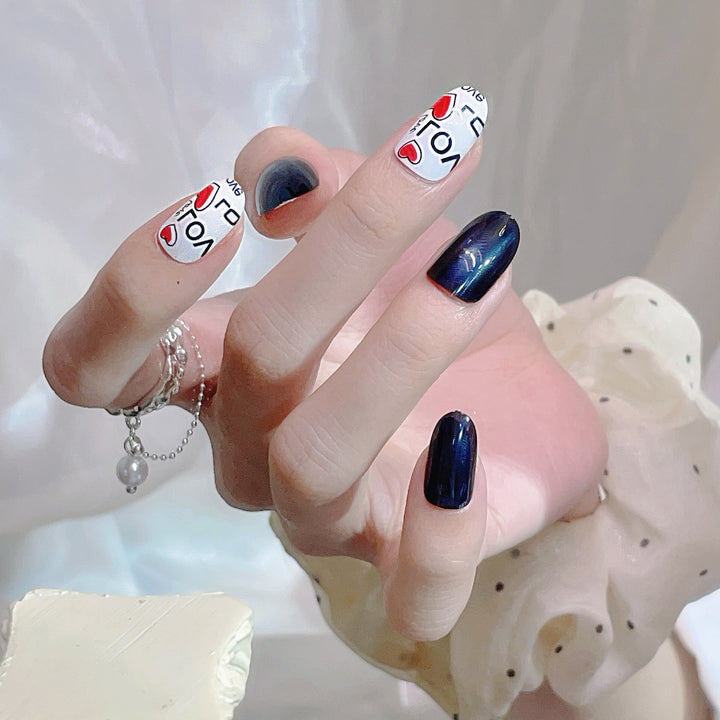 Decorative Press-On Nail Art Set with Love Theme