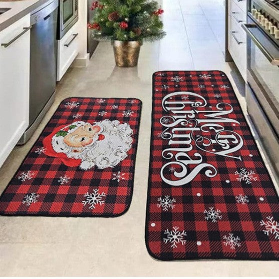 Festive Holiday-Themed Kitchen Mat Set