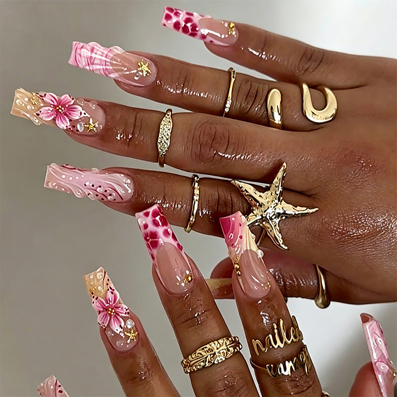 Artistic Nail Tips with Botanical Design Kalsten