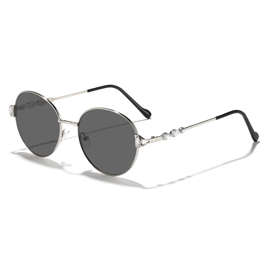 Women round sunglasses with elegant metal frame and mirrored lenses Kalsten