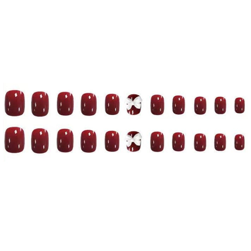 Festive Bow-Embellished Press-On Nails