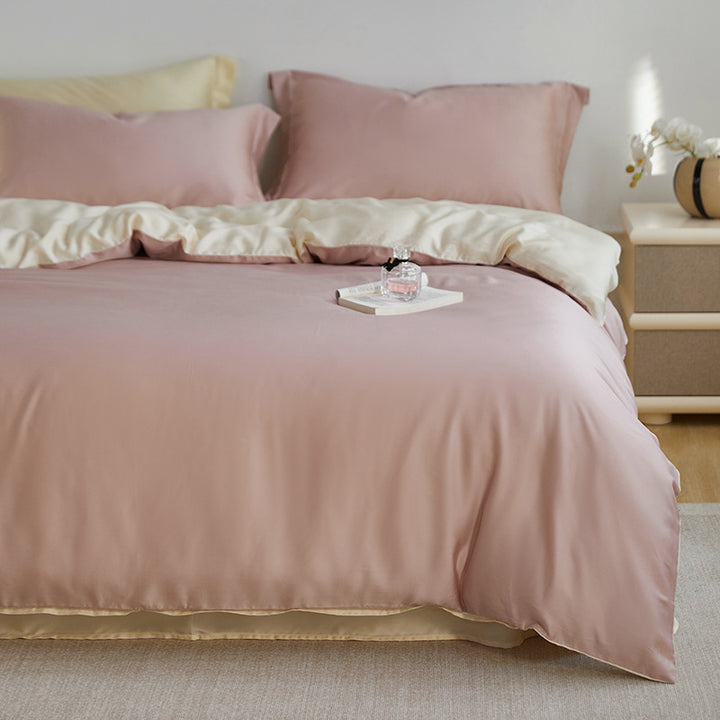 High-quality reversible Mako satin bedding set with a silky-soft touch