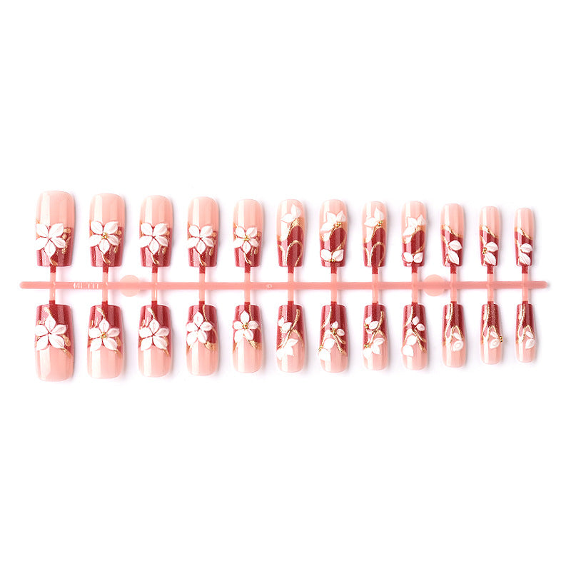 Floral Decorative Press-On Nail Art Set
