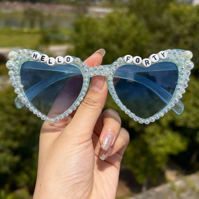 Pearl-Embellished Cat-Eye Sunglasses Kalsten