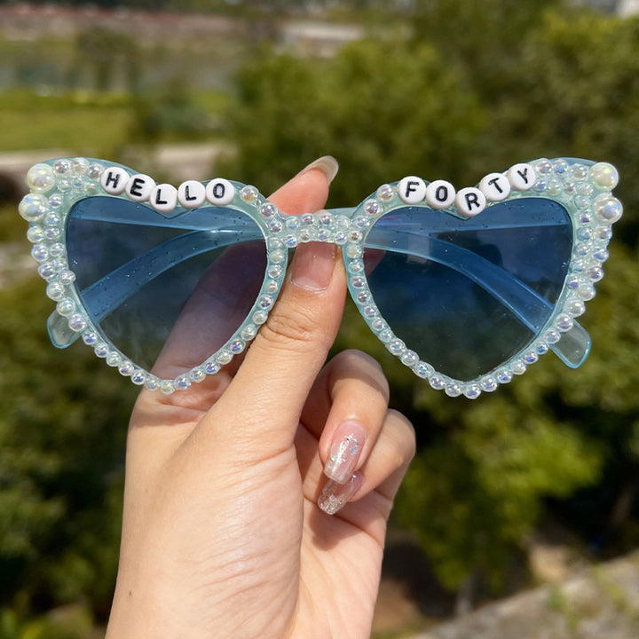 Pearl-Embellished Cat-Eye Sunglasses Kalsten