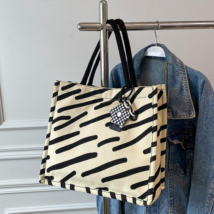 Graphic Print Canvas Tote Bag