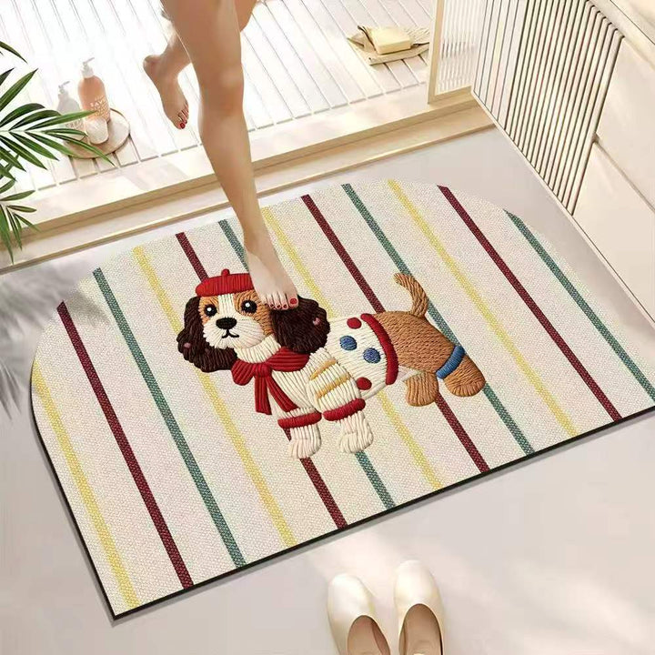 Playful Puppy-Themed Soft Bath Mat