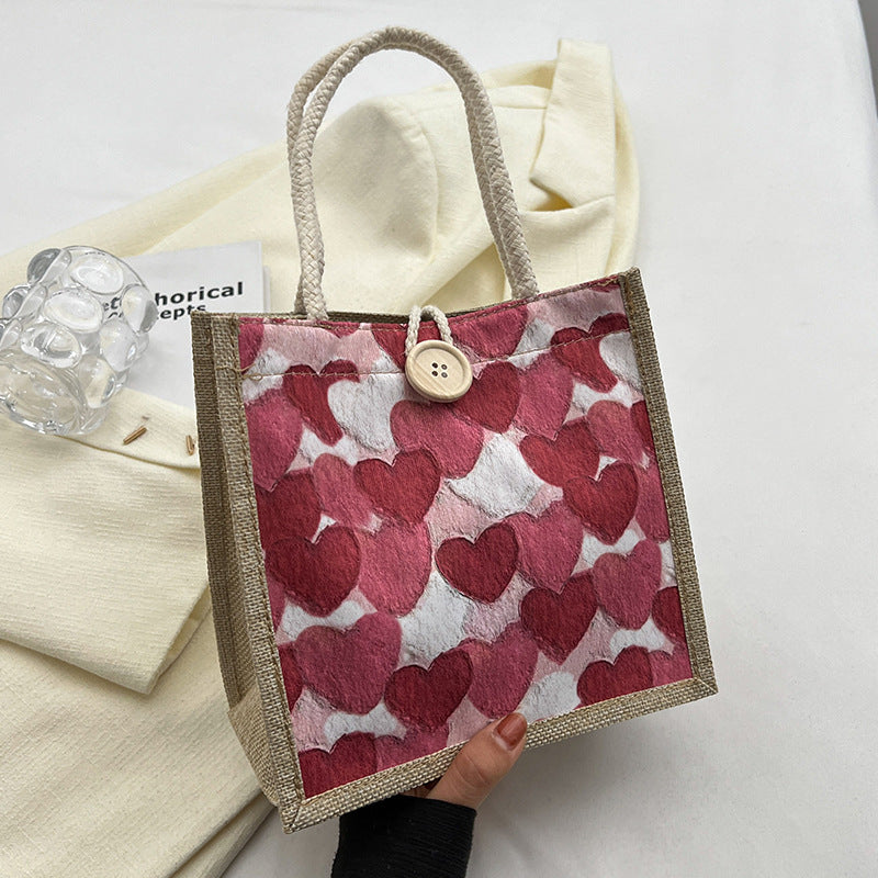 Heart-Patterned Casual Tote Bag