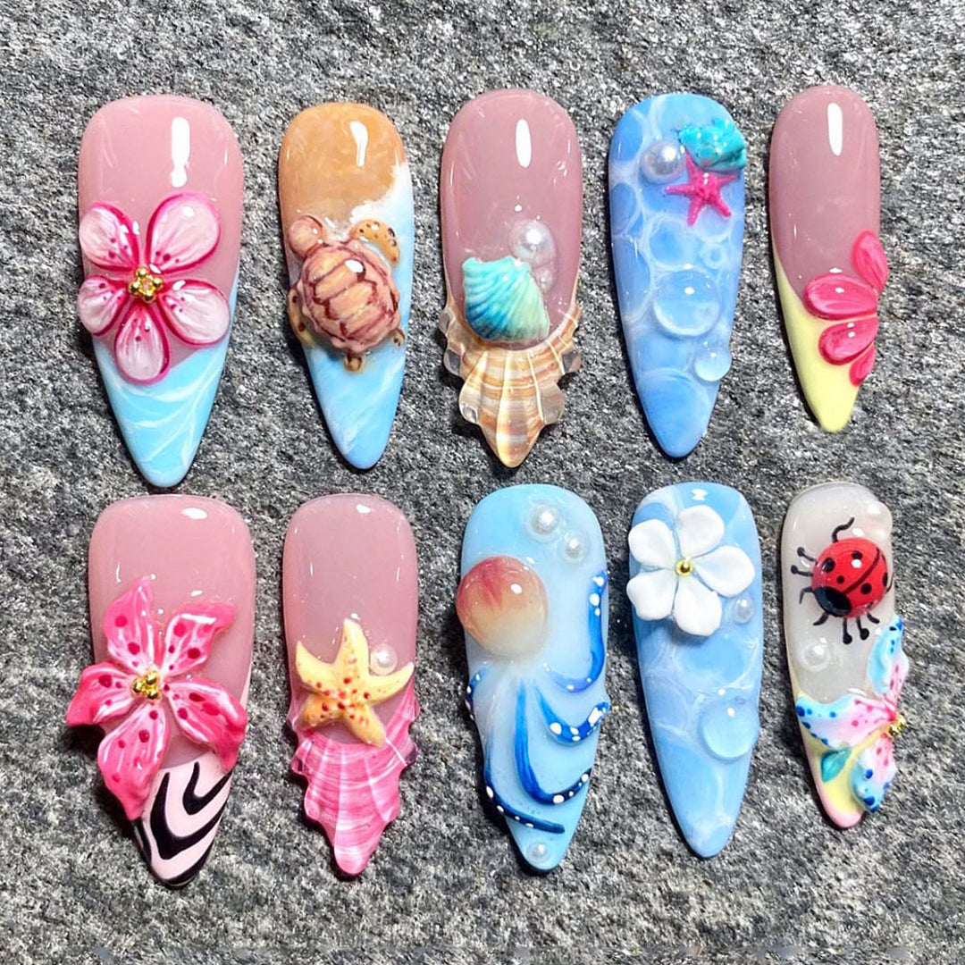 Artistic Sea-Themed Nail Art Kalsten