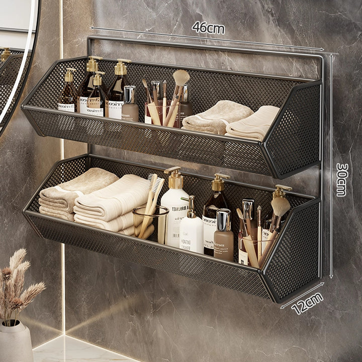 Wall-Mounted Mesh Bathroom Organizer Shelf