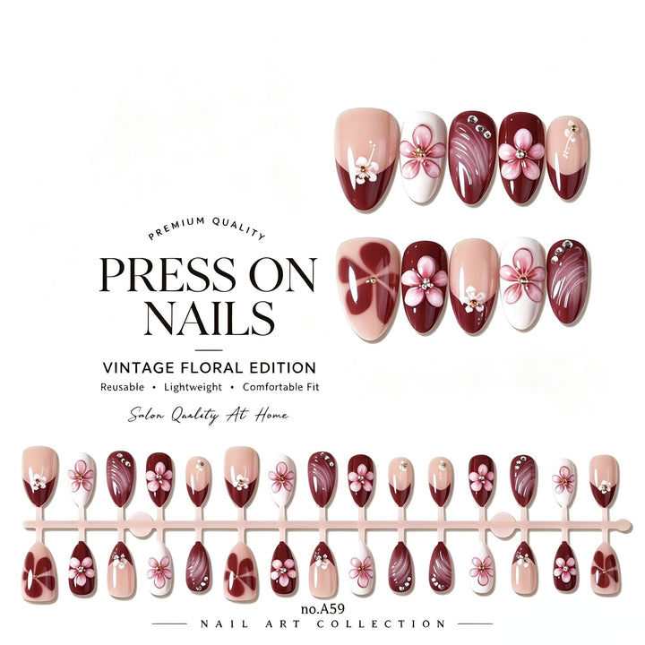 Vintage Floral Press-On Nails