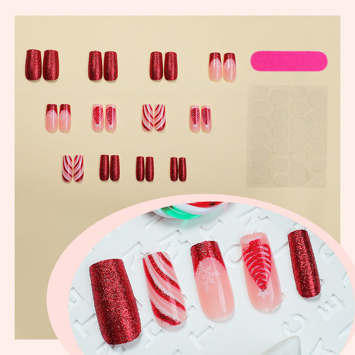 Festive Glittery Press-On Nail Set Kalsten