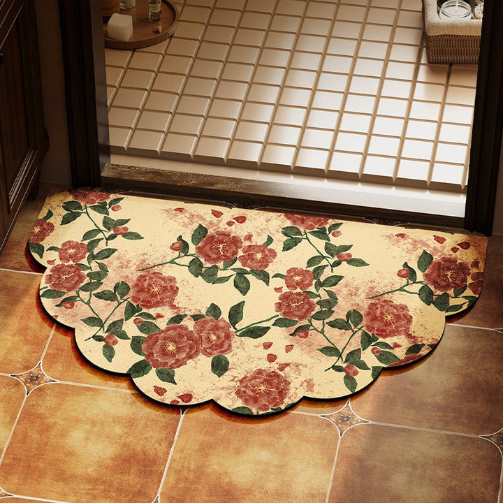 Floral Scalloped Area Rug