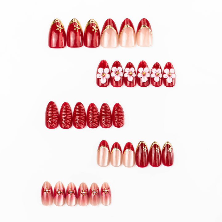 Artistic Floral and Ombre Press-On Nail Art Kalsten
