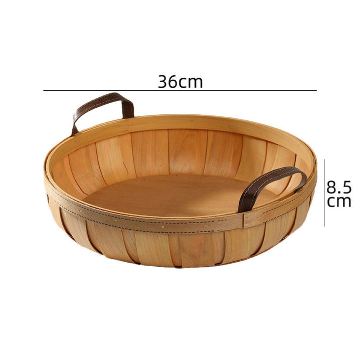 Handcrafted Oval Serving Tray with Leather Handles Kalsten