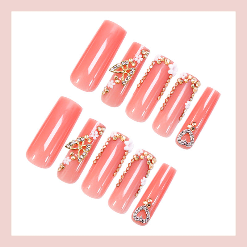 Acrylic nail set with glamorous 3D decorations and elegant design Kalsten