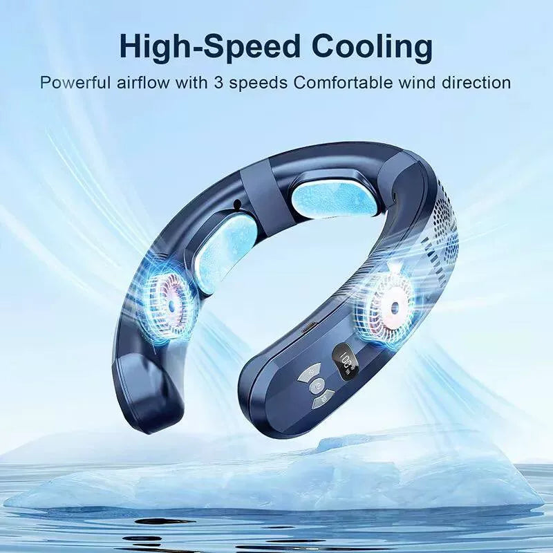 Unisex one size hands-free portable neck cooling fan with LED display and adjustable airflow Kalsten