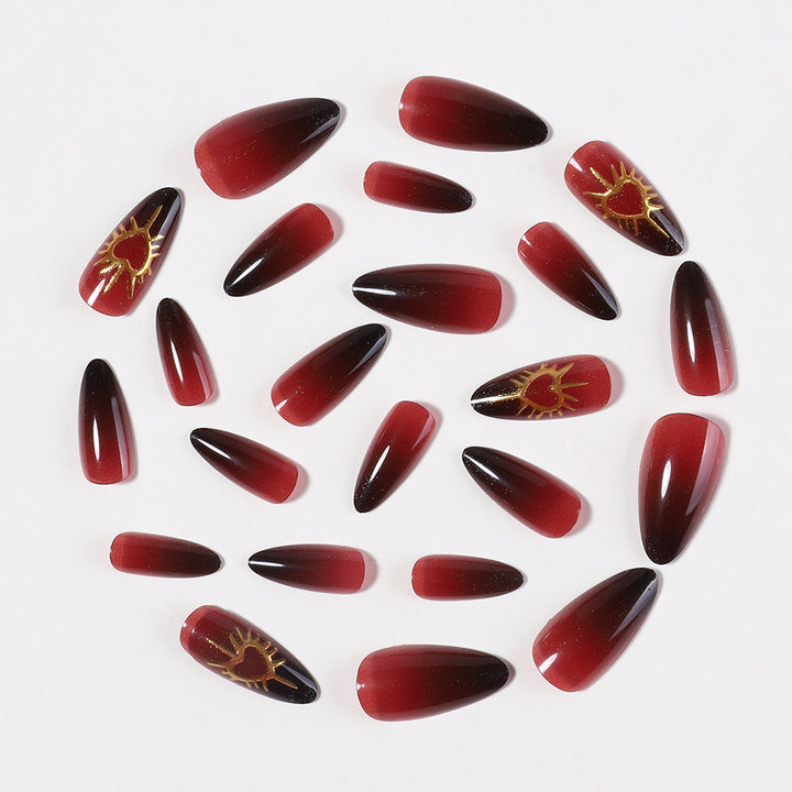 Artificial Nail Set with Glamorous Heart and Sun Motif Kalsten