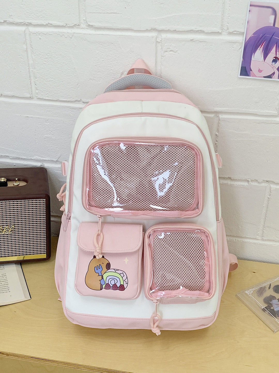 Cute Character-Themed Multi-Pocket School Backpack