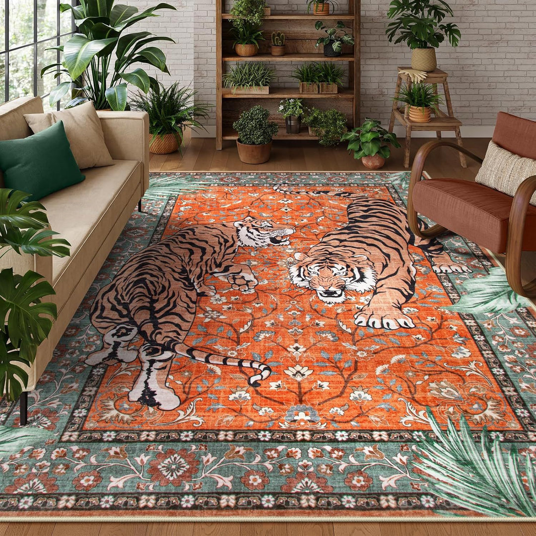 Elegant Tiger-Themed Area Rug for Home