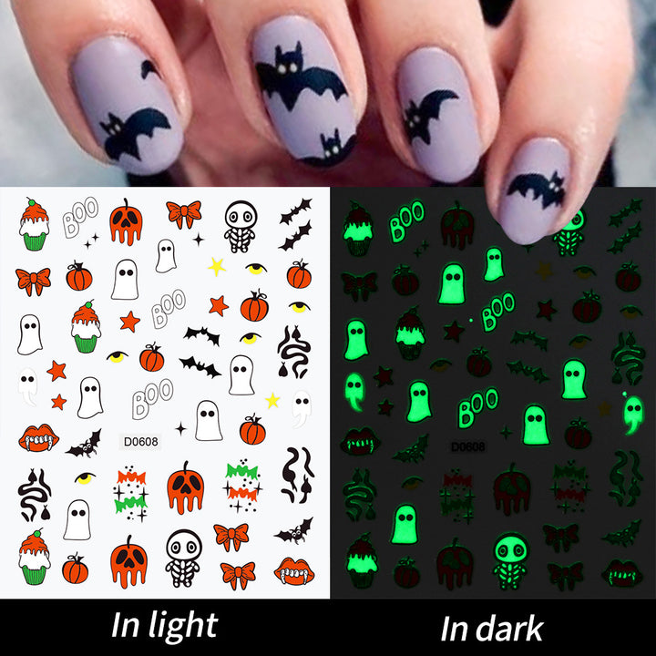 Glow-in-the-Dark Ghost Nail Art Sticker Set