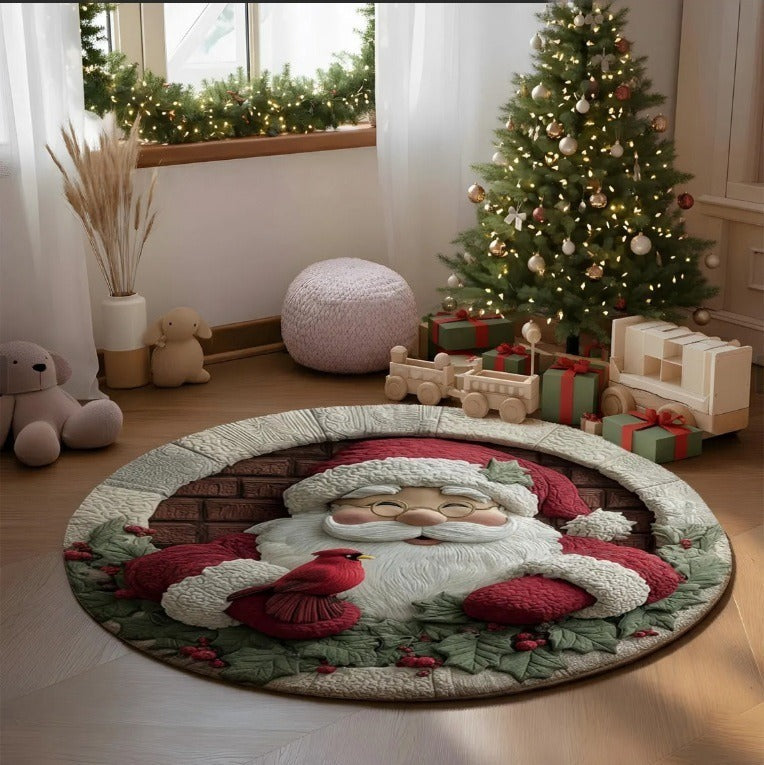 3D Holiday-Themed Circular Area Rug for Home