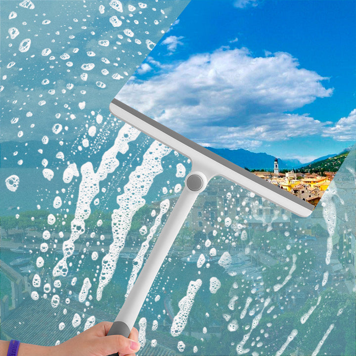 Silicone Blade Window And Shower Squeegee With Pivoting Joint And Ergonomic Non-Slip Handle