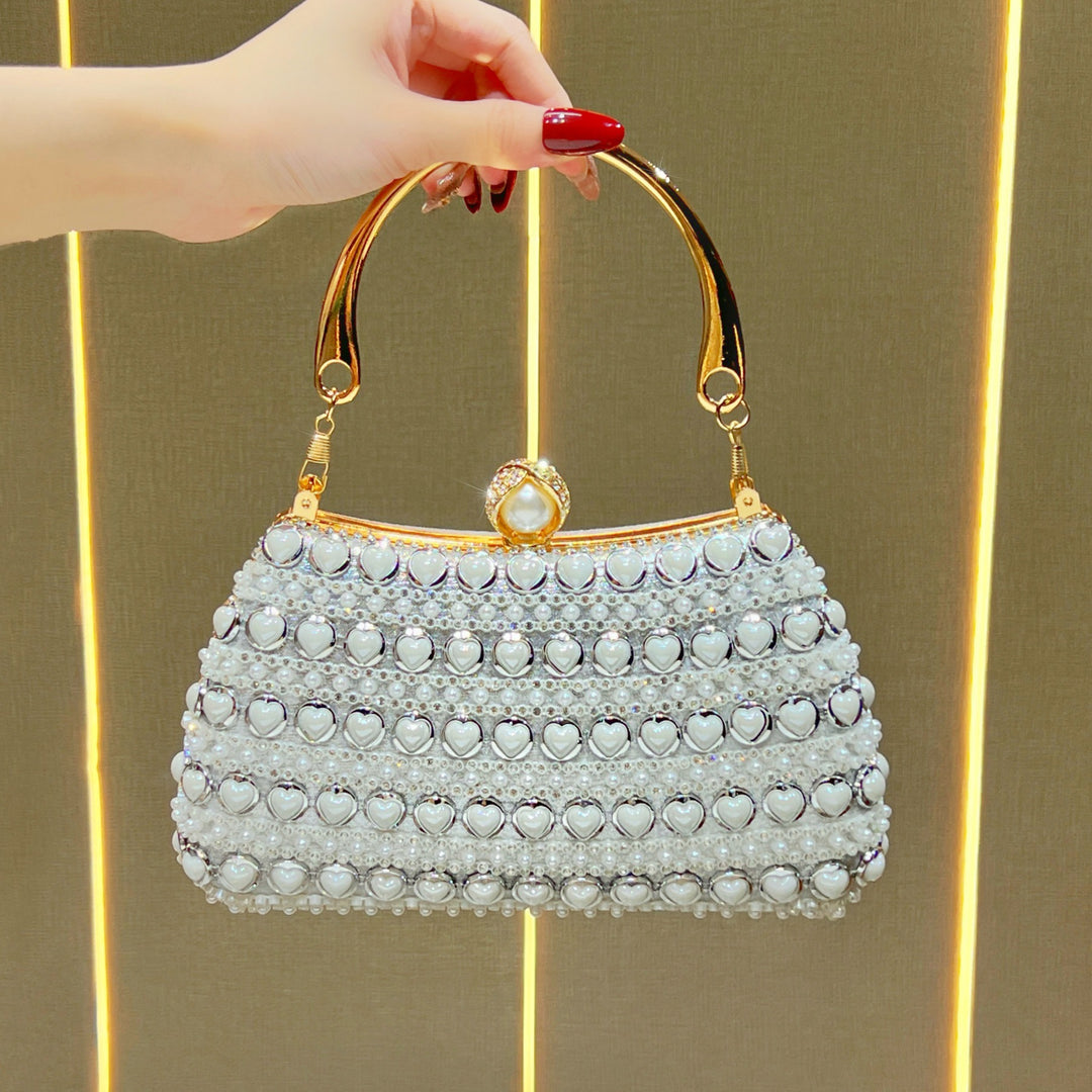 Decorative Heart-Appliqué Evening Handbag