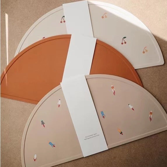 Half-Round Silicone Kids Placemat with Rocket Print