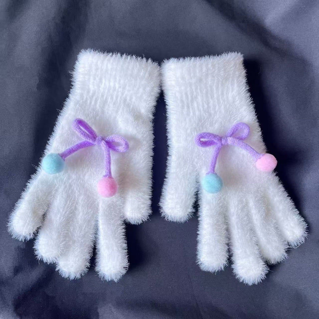 Cute Plush Rabbit-Themed Fingerless Gloves Kalsten