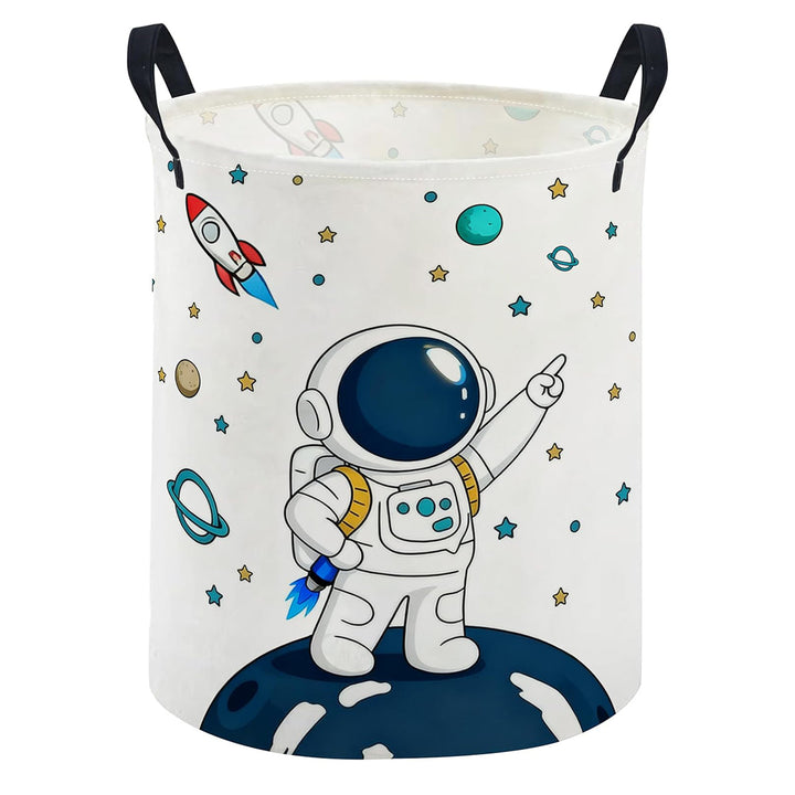 Collapsible Round Fabric Laundry Hamper With Butterfly Print Reinforced Carry Handles Waterproof Liner