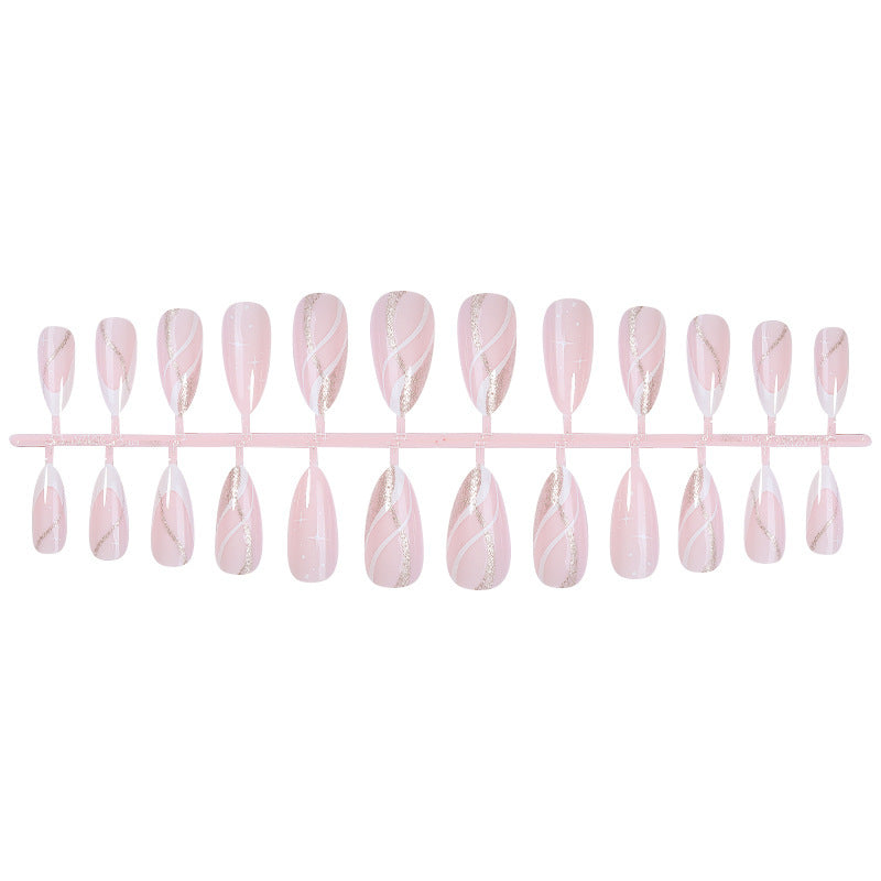 Artificial nail set with elegant marbled tips and glitter accents Kalsten
