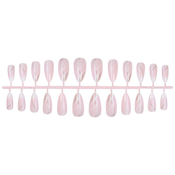 Artificial nail set with elegant marbled tips and glitter accents Kalsten