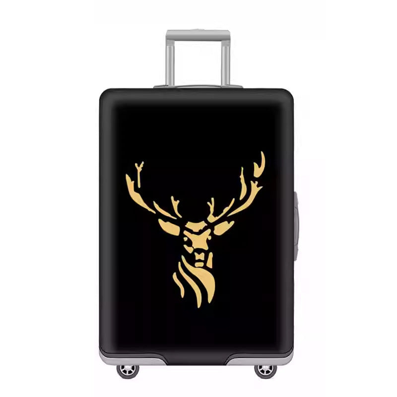 Unisex nan elastic motif suitcase cover made of stretchable polyester with handle and wheel openings Kalsten
