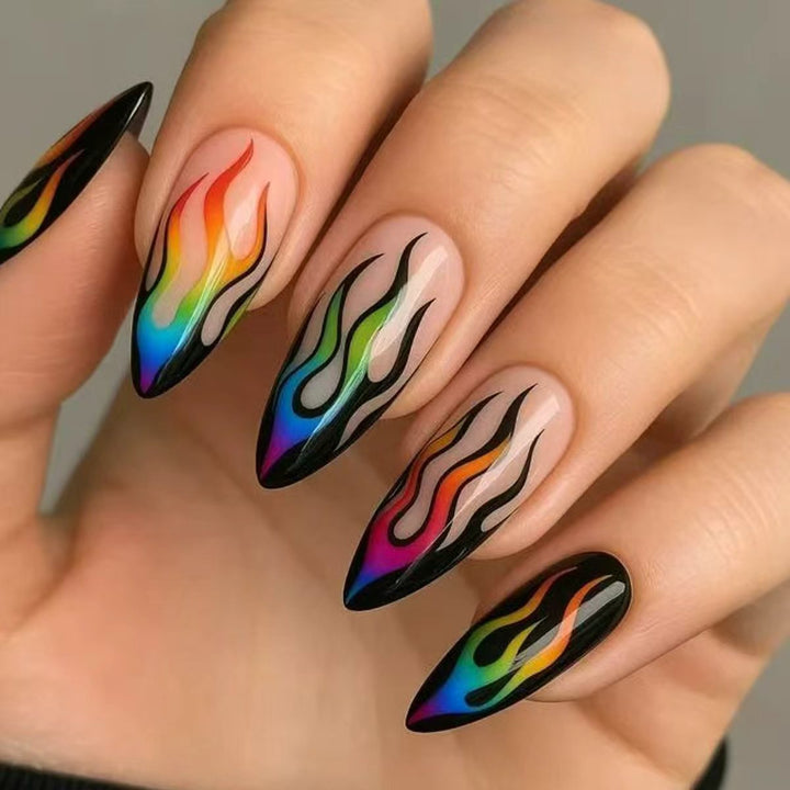 Creative Art Nails with Eye-Catching Flame Design Kalsten