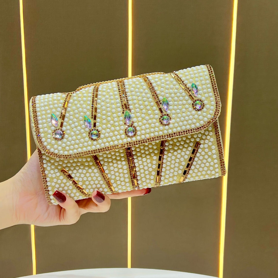 Elegant Crystal-Embellished Evening Clutch