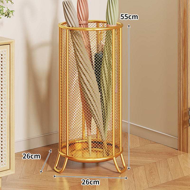 Mesh Cylindrical Umbrella Stand with Elevated Feet and Ventilated Metal Grid