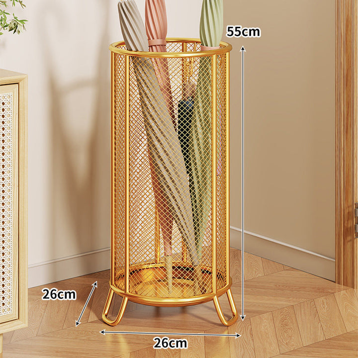 Mesh Cylindrical Umbrella Stand with Elevated Feet and Ventilated Metal Grid