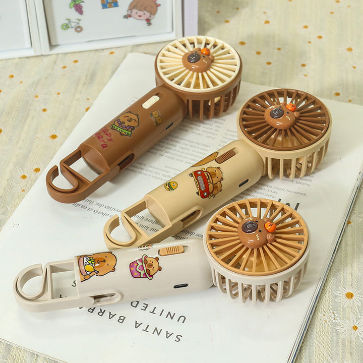 Women's Portable Handheld Fan with Integrated LED Light and Animal Design Kalsten