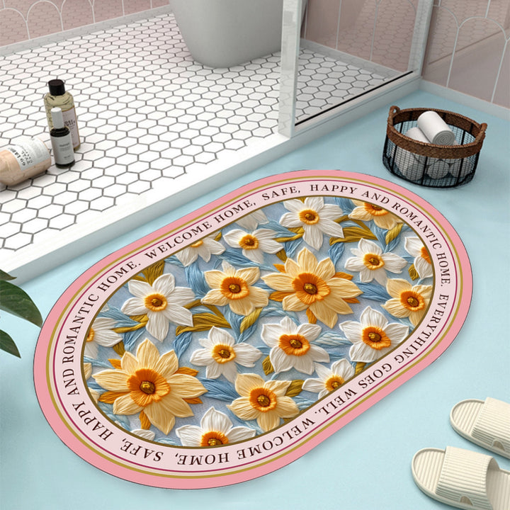 Floral Design Bath Mat Kalsten