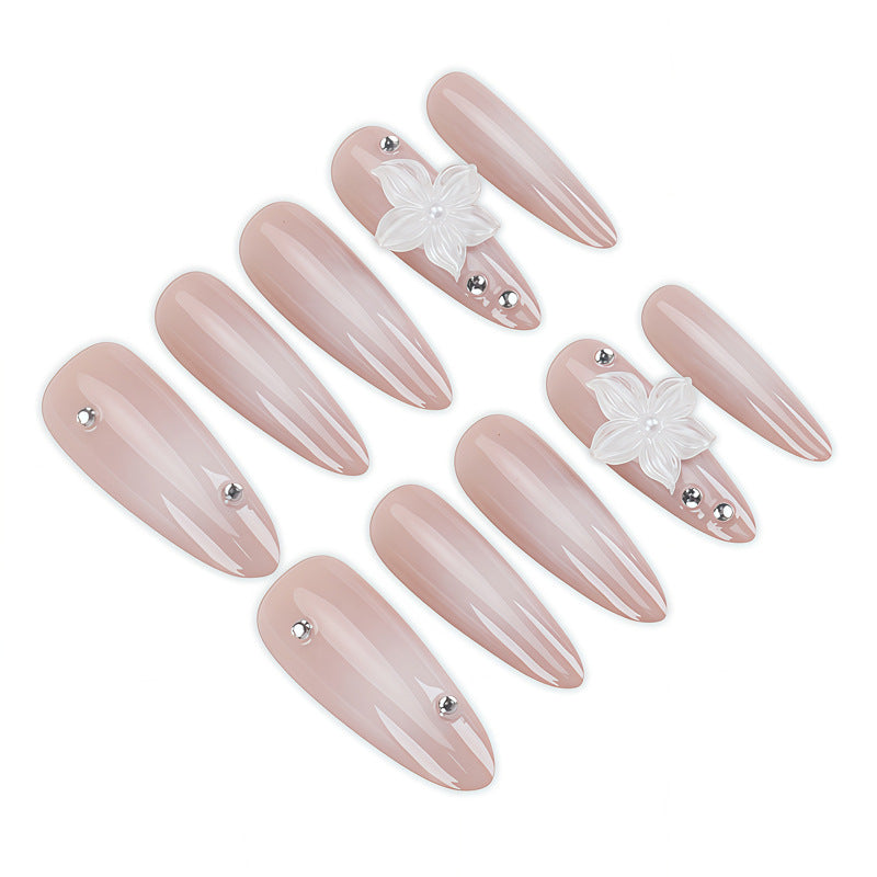 Premium Floral Embellished Stiletto Nail Set Kalsten