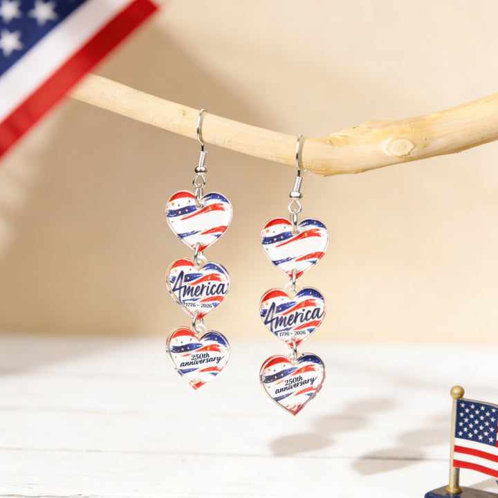 Ladies nan statement earrings with bow shape and American flag pendant Kalsten