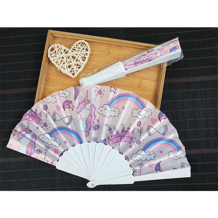 Women folding hand fan with shimmering scale pattern Kalsten