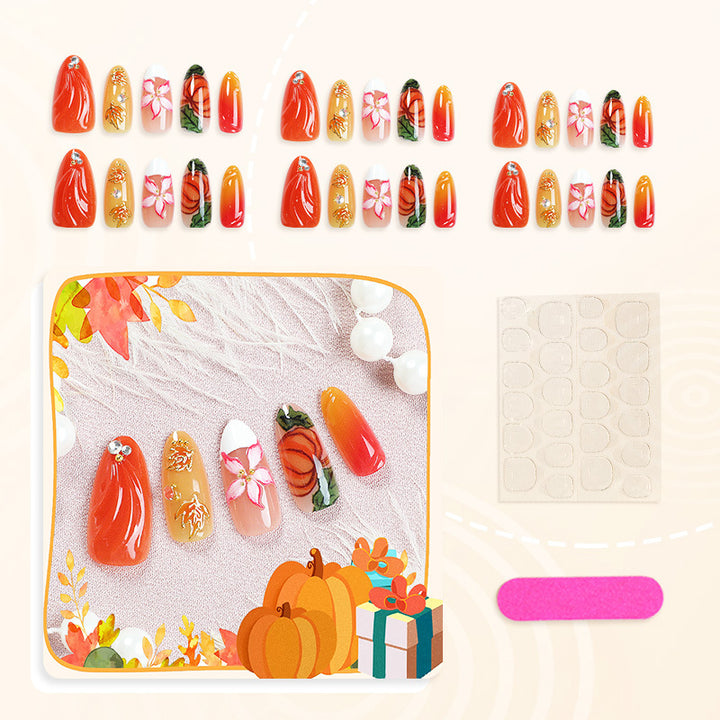 Artistic Fall-Themed Press-On Nail Set
