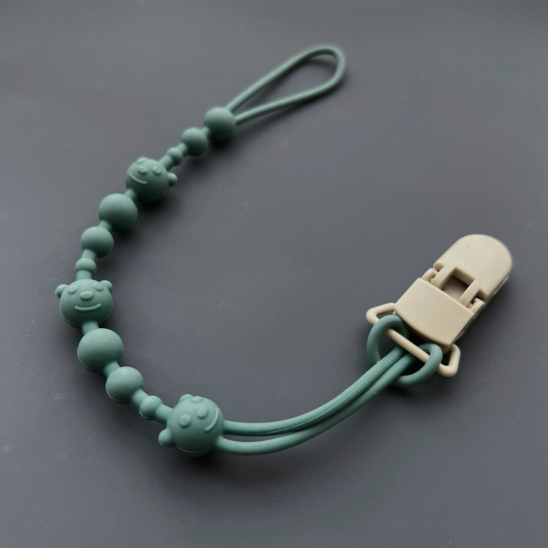 Silicone Beaded Pacifier Clip with Safety Lock